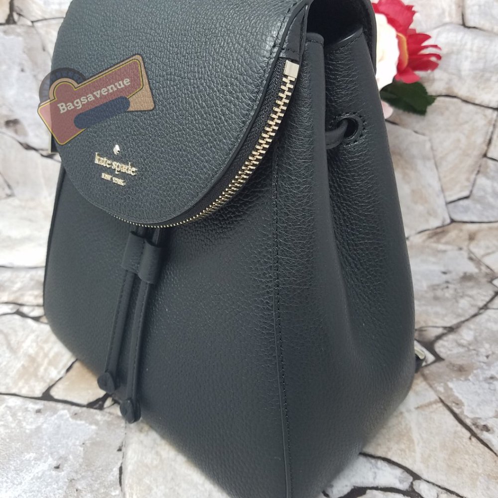 Black Medium Flap Backpack Black Leila Kate Spade - Picture 3 of 15